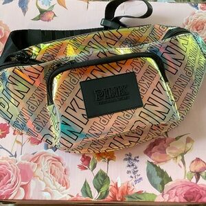 PINK Victoria's Secret Iridescent Mini Bag, aprox. 15” X 7.5” strap aprox. 45”